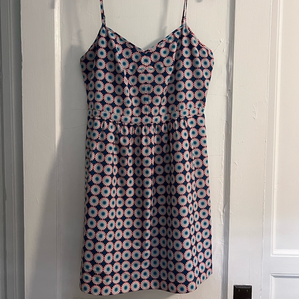 Teal/pink patterned dress - JCrew factory